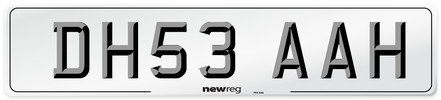 DH53 AAH Number Plate from New Reg